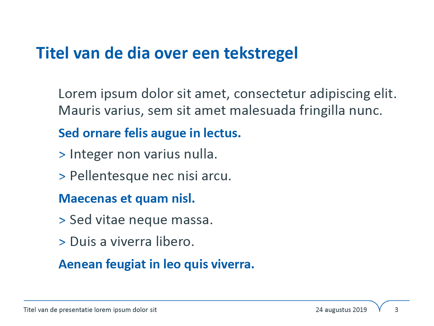 Dia-type "Basisdia", gepersonaliseerd voor de submerken van het secundair onderwijs. Powerpoint-sjabloon van de Stad Gent.