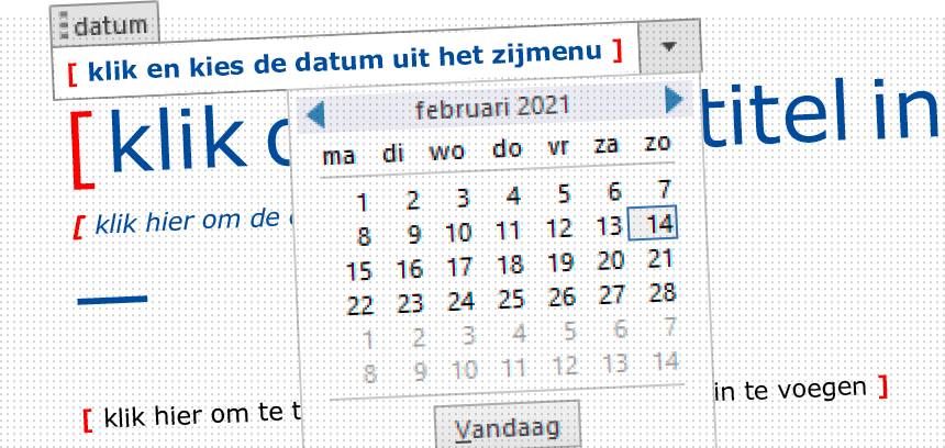 Een datumveld met kalender vereenvoudigt de invoer van datums in Word-sjablonen. Klik om de Microsoft Office-sjablonen voor WGC Nieuw Gent te bekijken.